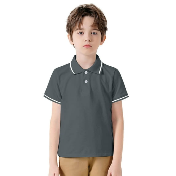 Boys Polo Shirt Short Sleeve TopsDark GrayPolo Shirt Summer Polo Shirt for Little Boy