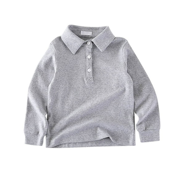 Boy Polo Shirts Boys Long Sleeve Polo Shirts Grey Uniform Shirts for Boys Rugby Shirts for Toddler Boy