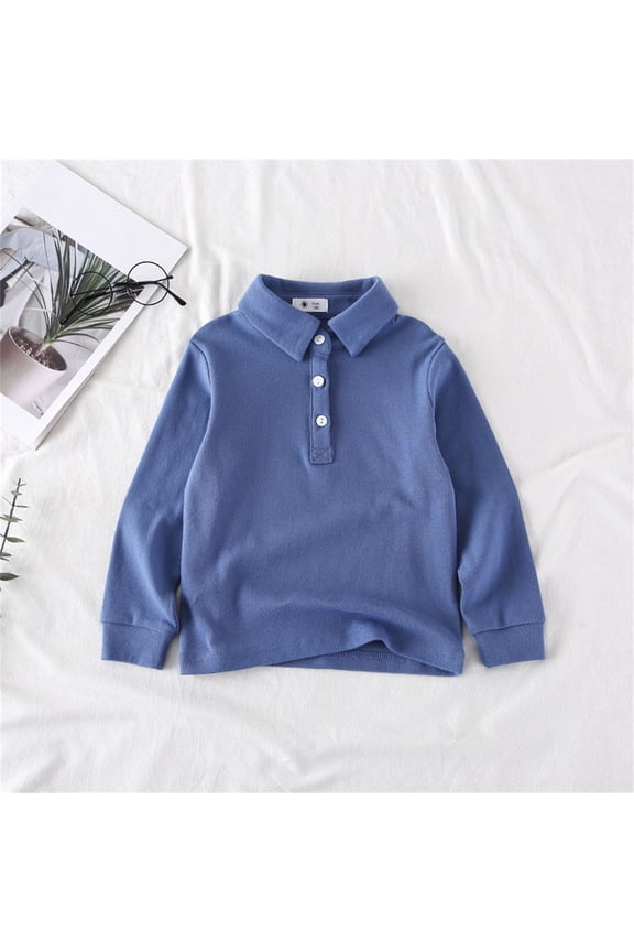 Boy Polo Shirts Kids Long Sleeve Shirts Blue Shirt for Boys Fashion Shirts for Kids Boy