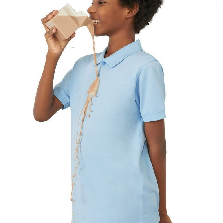 Boy Polo Stain Repel Dress Shirt Kid School Uniform Short Long