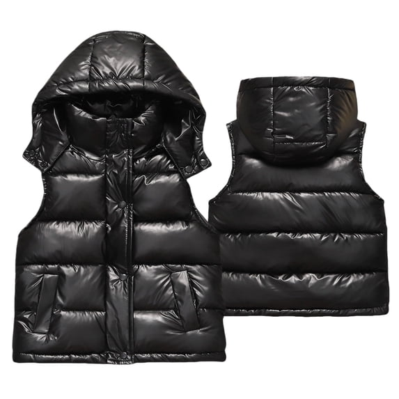 Boy Puffer Vest Kid Sleeveless Zip up Jackets Girl Hooded Warm Waistcoat