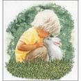 thumbnail image 1 of Boy & Rabbit On Aida Counted Cross Stitch Kit, 12.5" x 12.5", 16 Count, 1 of 1