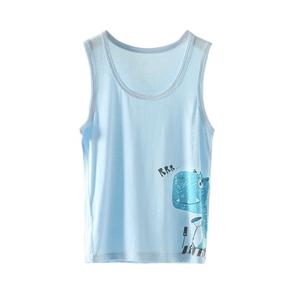 Boy Racerback Tank Top Cartoon Print Round Neck Vest Casual Soft Comfortable Tanks