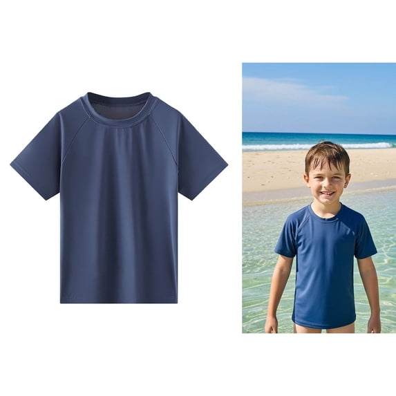 Boy Rash Guard Swim Shirt Short Sleeve Sun Shirt Quick Dry Boys Swim Shirts Size 11-12 Years