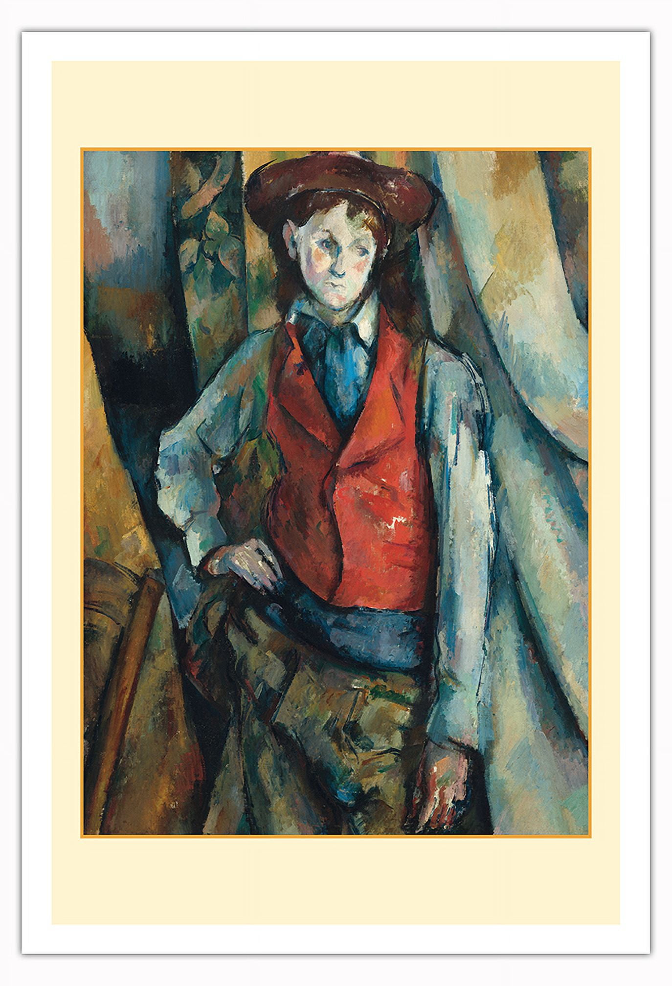 Boy in a Red Vest (Le Garçon au Gilet Rouge) - From an Original Color Painting by Paul Cézanne c.1888 - Fine Art Matte Paper Print (Unframed) 30x44in