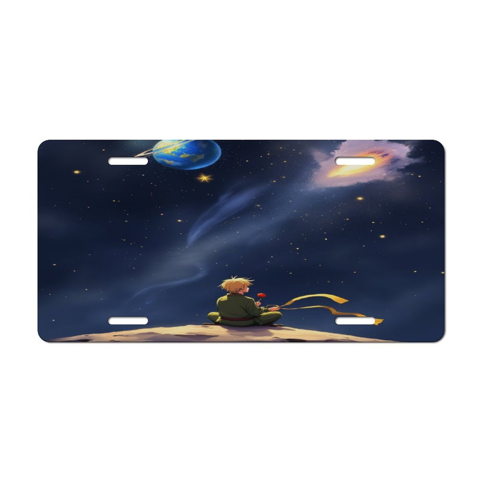 A Boy with A Rose Watching The Night Sky Car Decorative Front License ...