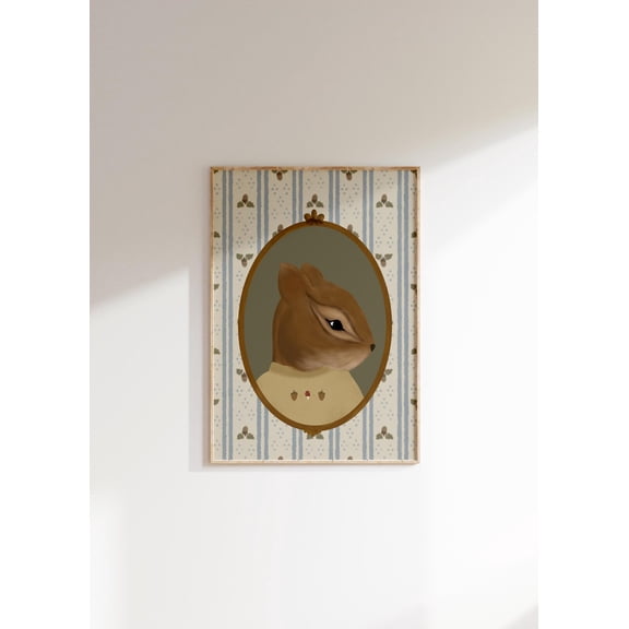 Boy'S Room Vintage Chipmunk Print Grandmillenial Art Woodland Nursery Art Vintage Aesthetic Nursery Woodland Creatures Forest Nursery Art Wall Art, Modern Wall Decor, 12x18 UNFRAMED