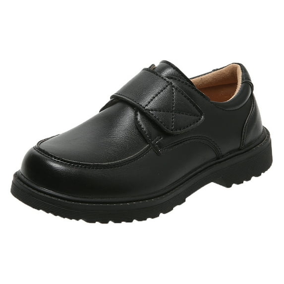 Boy School Shoes Kids Oxford School Uniform Loafer Girls Church Dress Shoes Black Leather Hook and Loop Comfort Boys Tainers Size 2 Little Kid Black 33