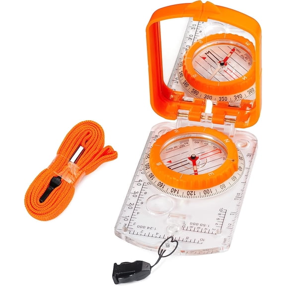 Boy Scout Sighting Compass - Adjustable Declination Mirror, Base Plate, Orienteering & Hiking Navigation Military Grade, Backpacking Camping Tool