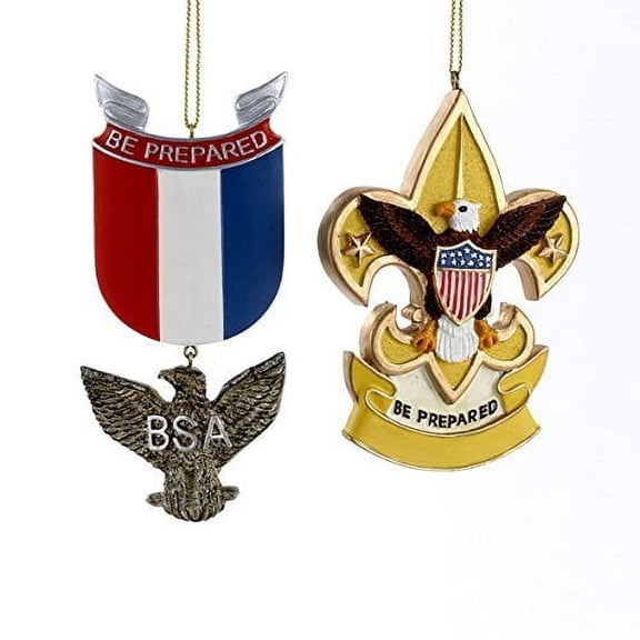 Kurt S. Adler Boy Scouts Eagle Badge and Fleur De Lis Ornaments, Set of 2