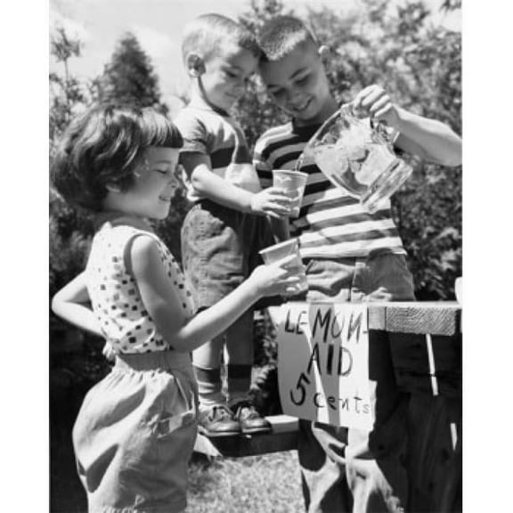 Boy Serving Lemonade to Friends Poster Print - 18 x 24 in.