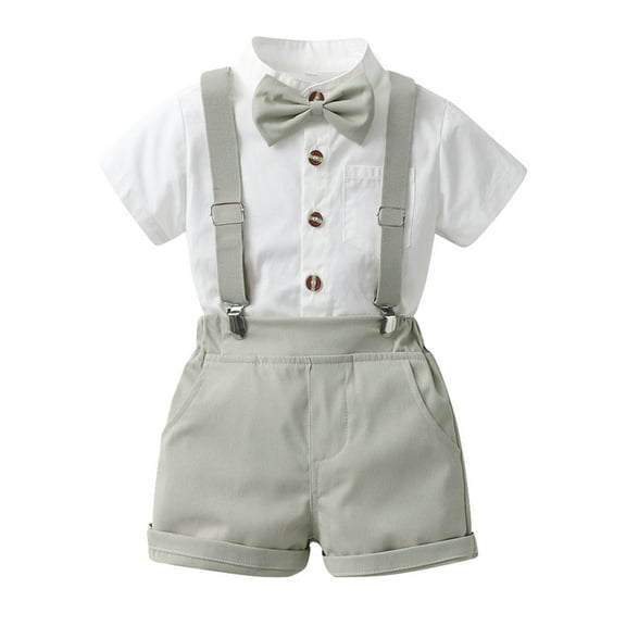 Boy Shirt Shorts Sets Summer Boy Ceremony Shorts Lapel Short Sleeved Shirt Bow Tie Shorts Elegant Boys Clothes Child Dress Set