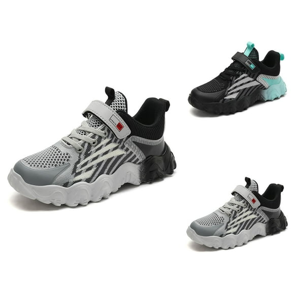 Boy Shoes Big Boys Sneakers Children's Fashion Mesh Lace Up Sneakers Color Matching Casual Comfortable Running Shoes