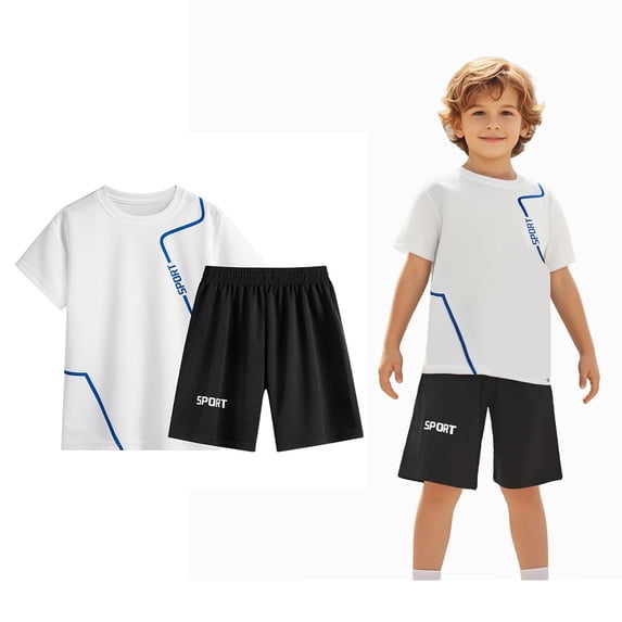 Boy Short Sets 2 Pcs T-Shirt and Shorts Set Quick Dry Athletic Shirts Boys Size 7-8 Years Clothes