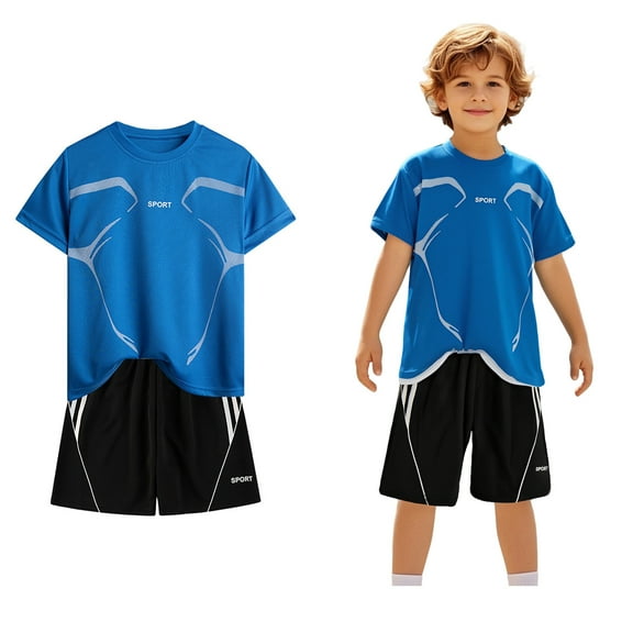 Boy Short Sets 2 Piece Short Sleeve T-Shirt and Elastic Shorts Quick Dry Athletic Shirts Boys Boys Shorts Size 5-6 Years Boys Girls Fashion