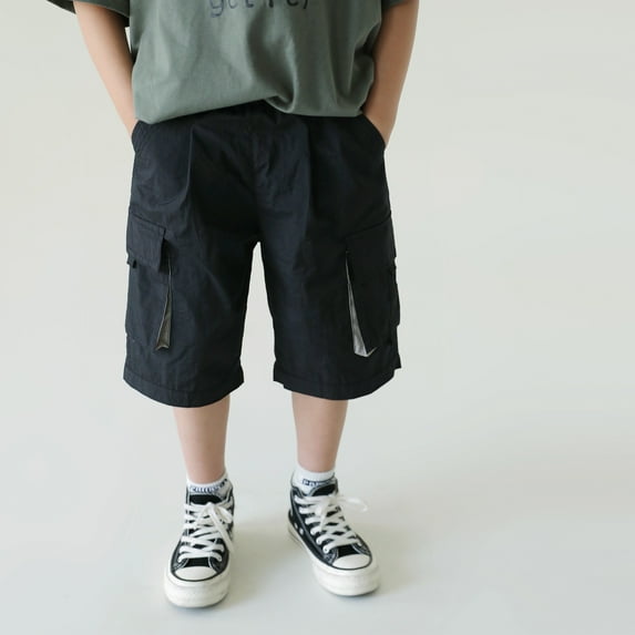 Boy Shorts Black Cargo Shorts Stretchy Relaxed Jogger Boys Summer Clothes Boys Clothes 5-6 Years