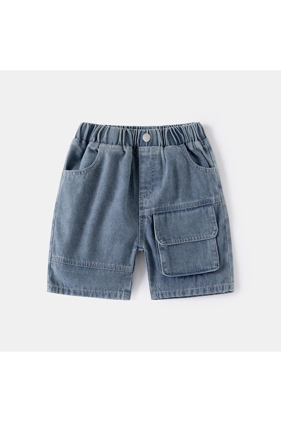 Boy Shorts Cargo Skirt Inspired Solid Elastic Waist Casual Shorts Unisex Toddler Boys Girls Kids Spring Summer Outdoor Relaxed Fit Bottom Wear Navy 130