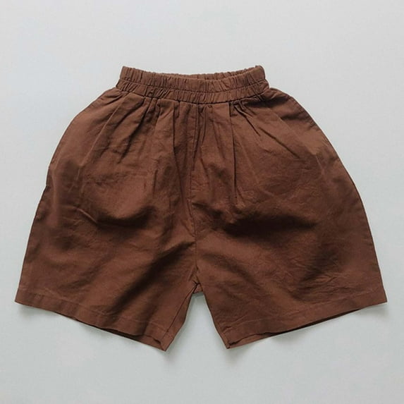 Boy Shorts Coffee Drawstring Elastic Waist Athletic Shorts Boys Summer Clothes Beach Shorts 6-7 Years