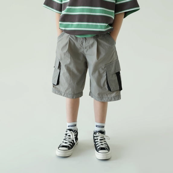 Boy Shorts Grey Cargo Shorts Elastic Waist Pull On Boy Clothes Summer Boy Clothes 9-10 Years
