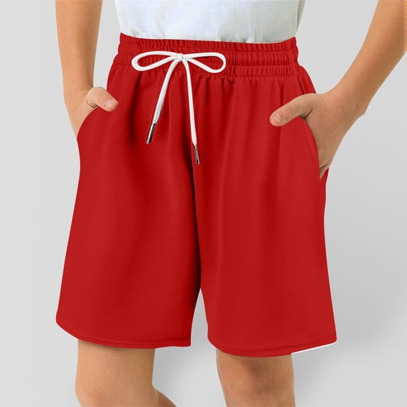 Boys' Shorts Red Drawstring Elastic Waist Pull On Summer Clothes Essentials Shorts 4-5 Years