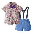 thumbnail image 1 of Boy Shorts Sets 2 Piece Cute Cartoon Graphic Printed Button Closure Shirt Set Summer Holiday Tops Purple 18-24 Months, 1 of 4