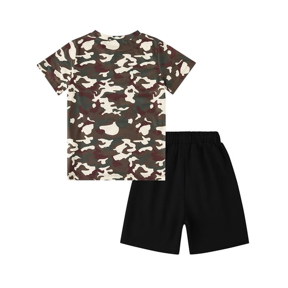 Boy Shorts Sets Hawaiian Outfit Kid Leaves Floral Short Sleeve Shirt Top+shorts Suits