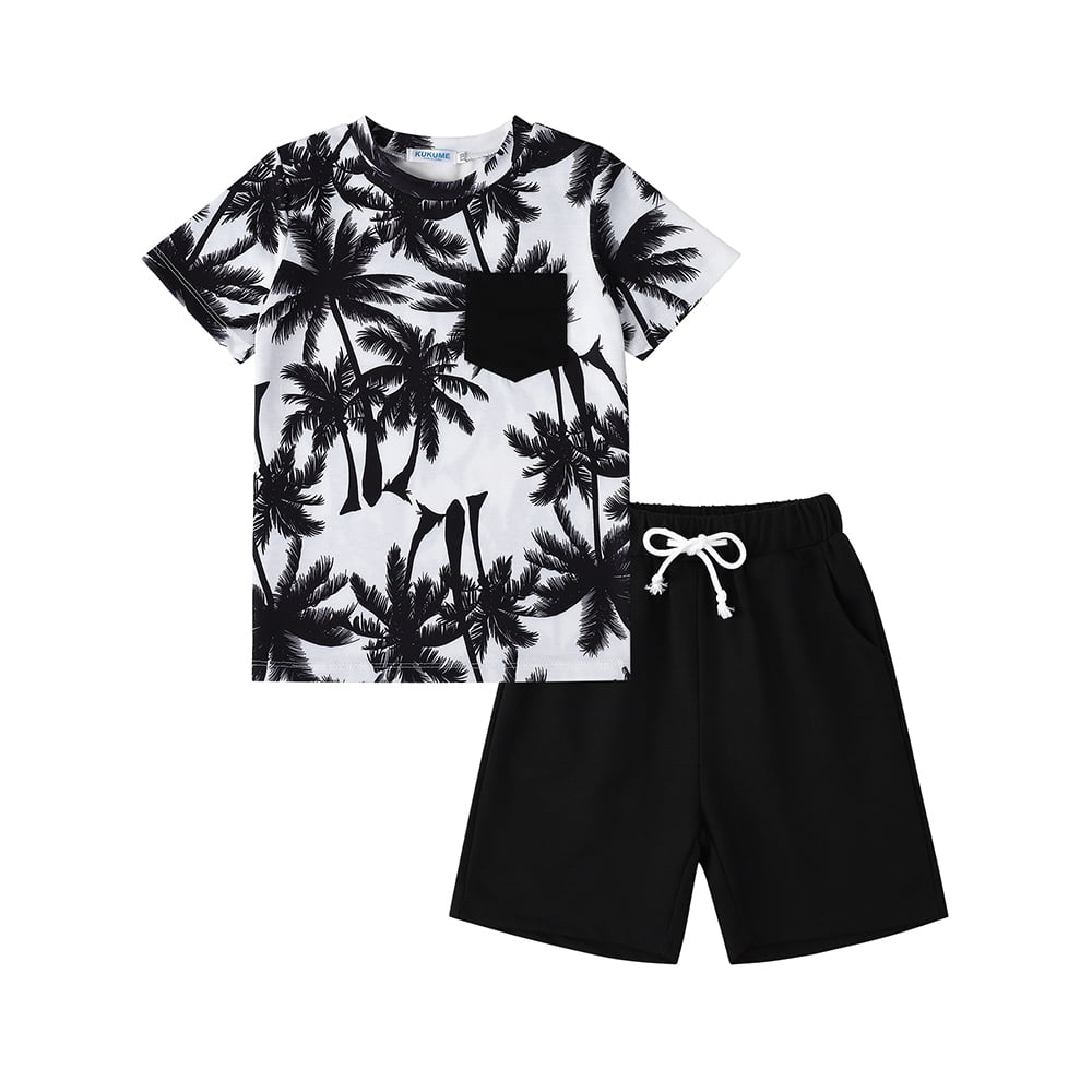 Aquatic Blue Hawaiian Boy Shirt & Shorts Set main image 1