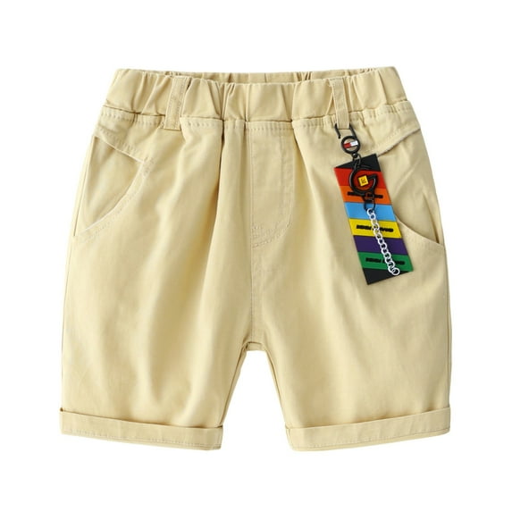 Boy Shorts Toddler Boys'summer Loose Fit Casual Shorts Kids Solid Color Breathable Pants with Drawstring Baby Shorts Khaki 3 Years-4 Years