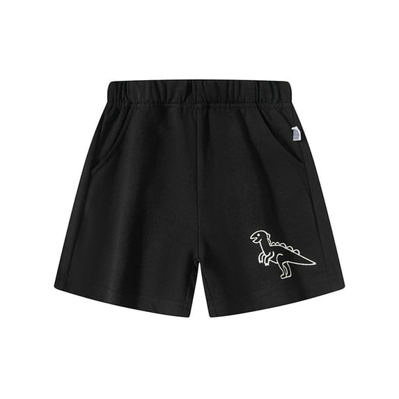 Boy Shorts Toddler Kids Boys Summer Solid Shorts with Dinosaur Print Elastic Waist Breathable Lightweight Shorts Baggy Shorts Black 5 Years-6 Years