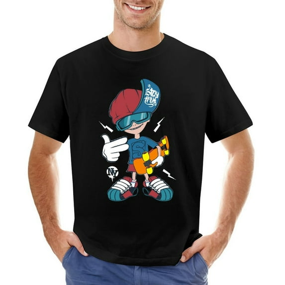 Boy Skate Vintage T-shirt Mens Cotton Classic Crewneck Short Sleeve Tees Unisex Black XL