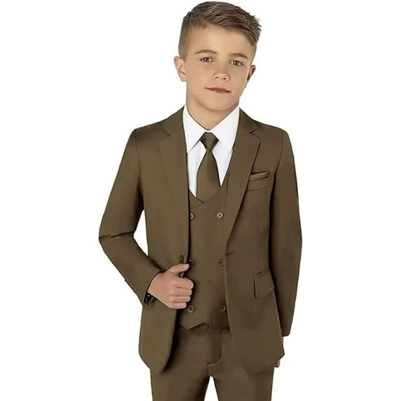 Boy Suit 5 Piece Slim Fit Party Blazer Kids Tuxedo Formal Blazer Vest Pants Shirt tie Set