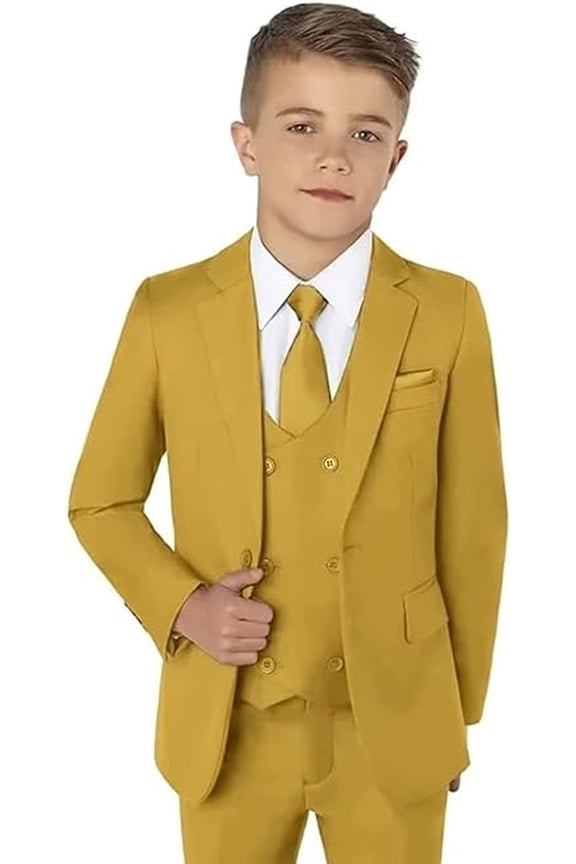 Boy Suit 5 Piece Slim Fit Party Blazer Kids Tuxedo Formal Blazer Vest Pants Shirt tie Set