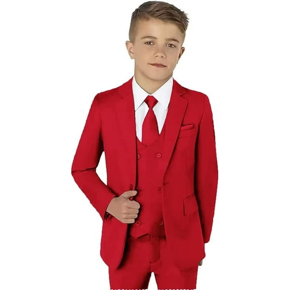 Boy Suit 5 Piece Slim Fit Party Blazer Kids Tuxedo Formal Blazer Vest Pants Shirt tie Set