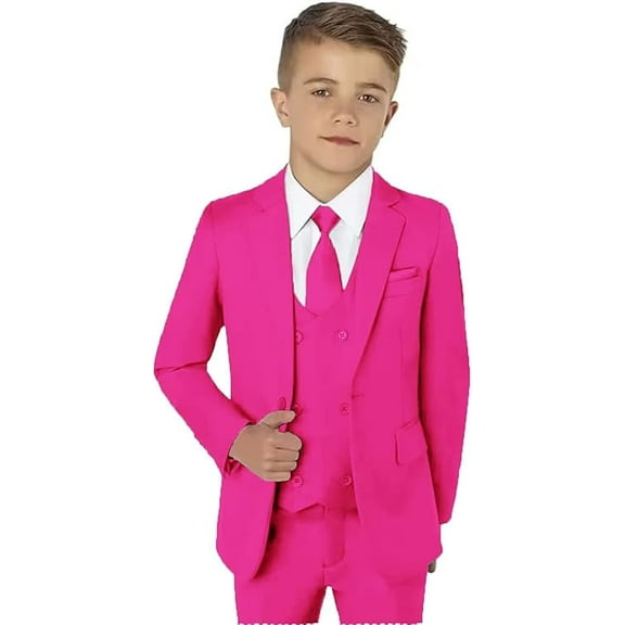 Boy Suit 5 Piece Slim Fit Party Blazer Kids Tuxedo Formal Blazer Vest Pants Shirt tie Set