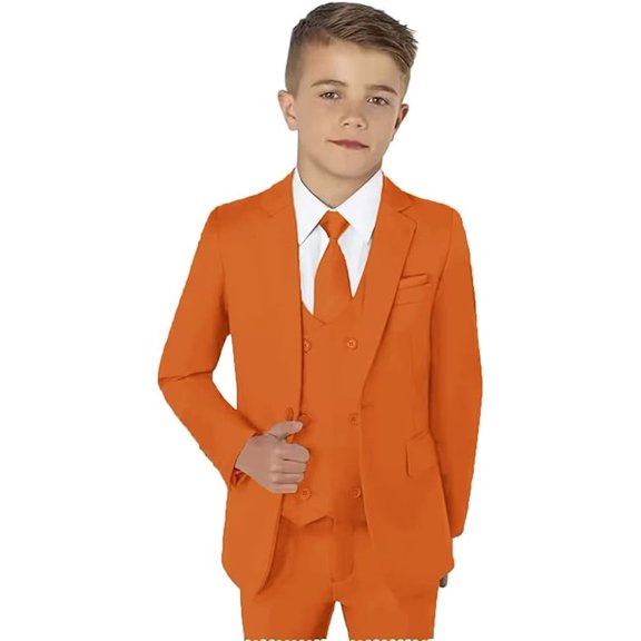 Boy Suit 5 Piece Slim Fit Party Blazer Kids Tuxedo Formal Blazer Vest Pants Shirt tie Set