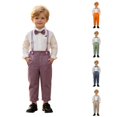 thumbnail image 1 of Boy Suit Baby Boy Formal Outfit Set with Shirt Bow Tie Suspenders Pants for Wedding Party Size 12-18 Months, 1 of 5