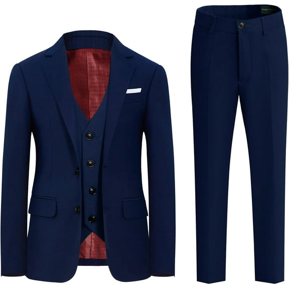 Boy Suit Slim&Husky 4 Pcs Suspenders Boys Formal Suit Set Ring Bearer Outfit Kids Suits