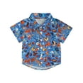 thumbnail image 1 of Boy Summer Shirt, 1-5Years Old Cartoon Pattern Printed Kid Lapel Neck Short Sleeve Tops Button Down Clothing for Children, 1 of 10
