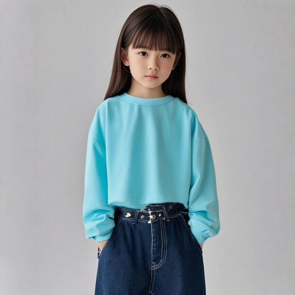 Boy Sweatshirt Long Sleeve Girls Blue Sweatshirt Pullover Crewneck Blouse Shirt Tops Fall Clothes Sweatshirt for Girls 13-14 Years