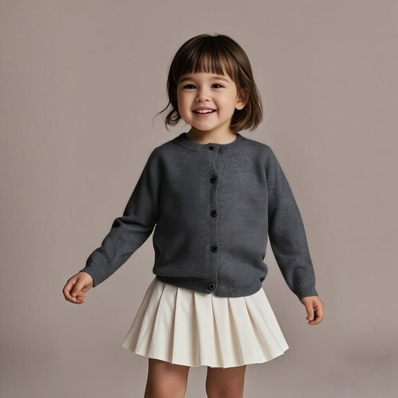 Boy Sweatshirt Long Sleeve Girls Grey Sweatshirt Crewneck Sweater Cardigans Tops Winter Clothes Girls Clothes 12M