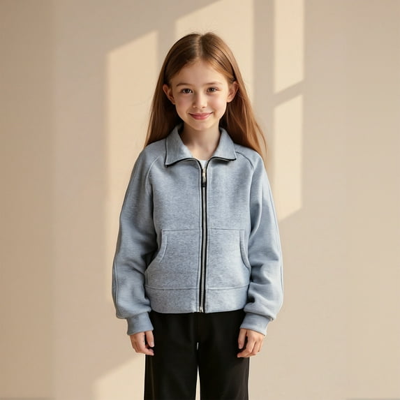 Boy Sweatshirt Long Sleeve Girls Zipper Grey Sweatshirt Crewneck Sweatshirts Pullover Tops Warm Fall Winter Clothes Kids Clothes Boys Size 5-6 Years Boys Girls Fashion