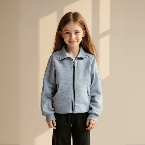 Boy Sweatshirt Long Sleeve Girls Zipper Grey Sweatshirt Crewneck Sweatshirts Pullover Tops Warm Fall Winter Clothes Kids Clothes Boys Size 5-6 Years Boys Girls Fashion