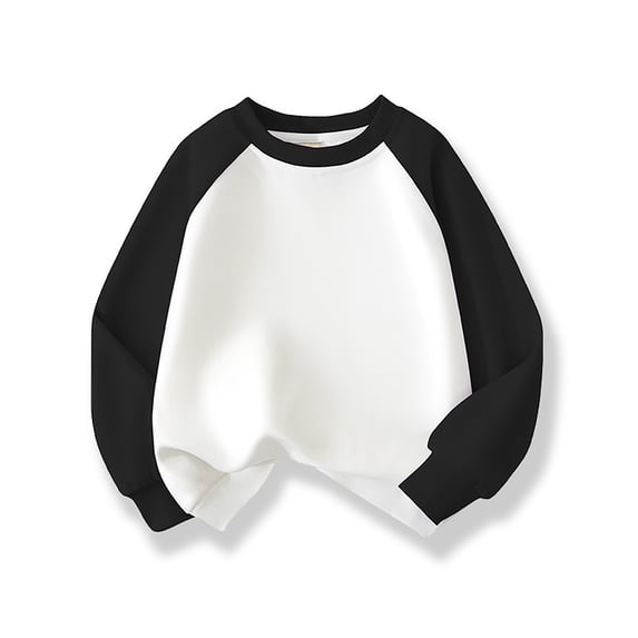 Boy Sweatshirts Size 8 Color Block Splice Basic Crewneck Pullover Sweatshirt Children's Hoodie Coat Tops,10-11 Years,Black