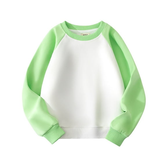 Boy Sweatshirts Size 8 Color Block Splice Basic Crewneck Pullover Sweatshirt Children's Hoodie Coat Tops,8-9 Years,Light Green