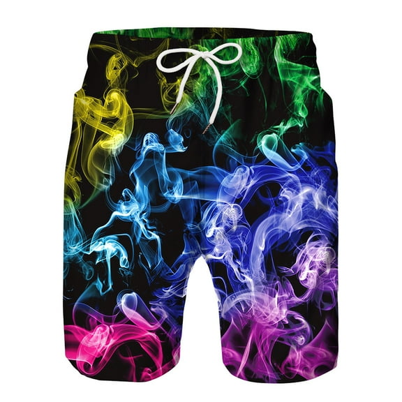Boy Swim Trunks Mens Casual 3D Printed Pocket Beach Work Casual Pants Swim Shorts Multi-color XXL