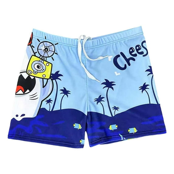 Boy Swim Trunks Toddler Kids Boys Shark Dinosaur Print Swim Trunks Quick Dry Breathable Board Shorts Casual Beach Shorts Baby Boy Swimsuit Light Blue 4 Years-5 Years