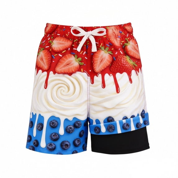 Boy Swim Trunks with Compression Liner Stretch Swim Shorts Quick Dry Beach Swimsuit Boys Bathing Suits Size 13-14 Years