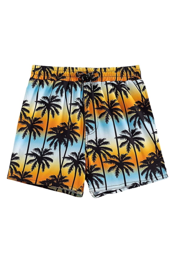 Boy Swimming Trunks Beach Board Shorts Fashion Cartoon Dinosaur Sunscreen Beach Pants Boy Swim Trunks,Blue,4-5 Years