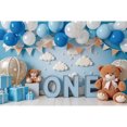 thumbnail image 1 of Boy Teddy Bear Photo Backdrop Blue Balloon 1st Birthday Party Photoz Background Home ration Photography Props, 1 of 8