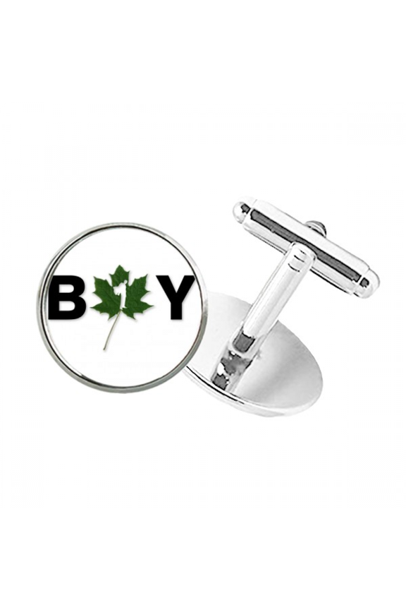 Boy Textual Posture Round Button Cuff Clip Stud Cufflinks